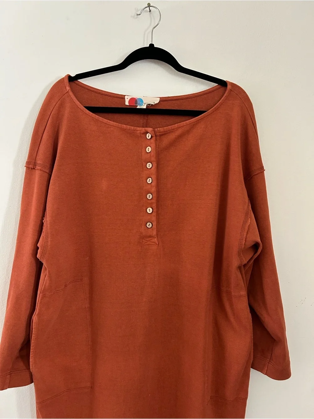 Free People Beach Cotton Dream Of You Henley Oversized Dress Size XS